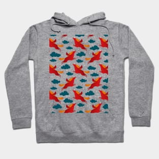 Red Unicorn Pattern Hoodie